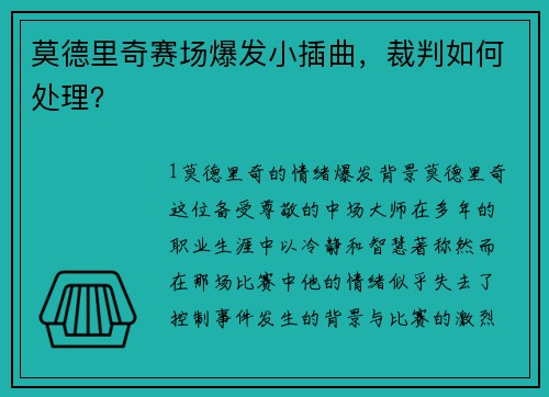 莫德里奇赛场爆发小插曲，裁判如何处理？